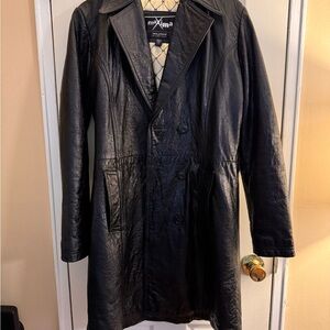 Vintage Maxima Black Full Length Leather Coat